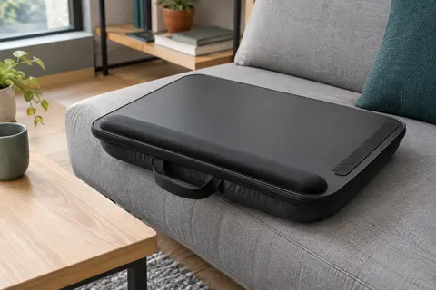 Plateau noir pour ordinateur portable avec coussin inférieur, repose-poignet et bande antidérapante