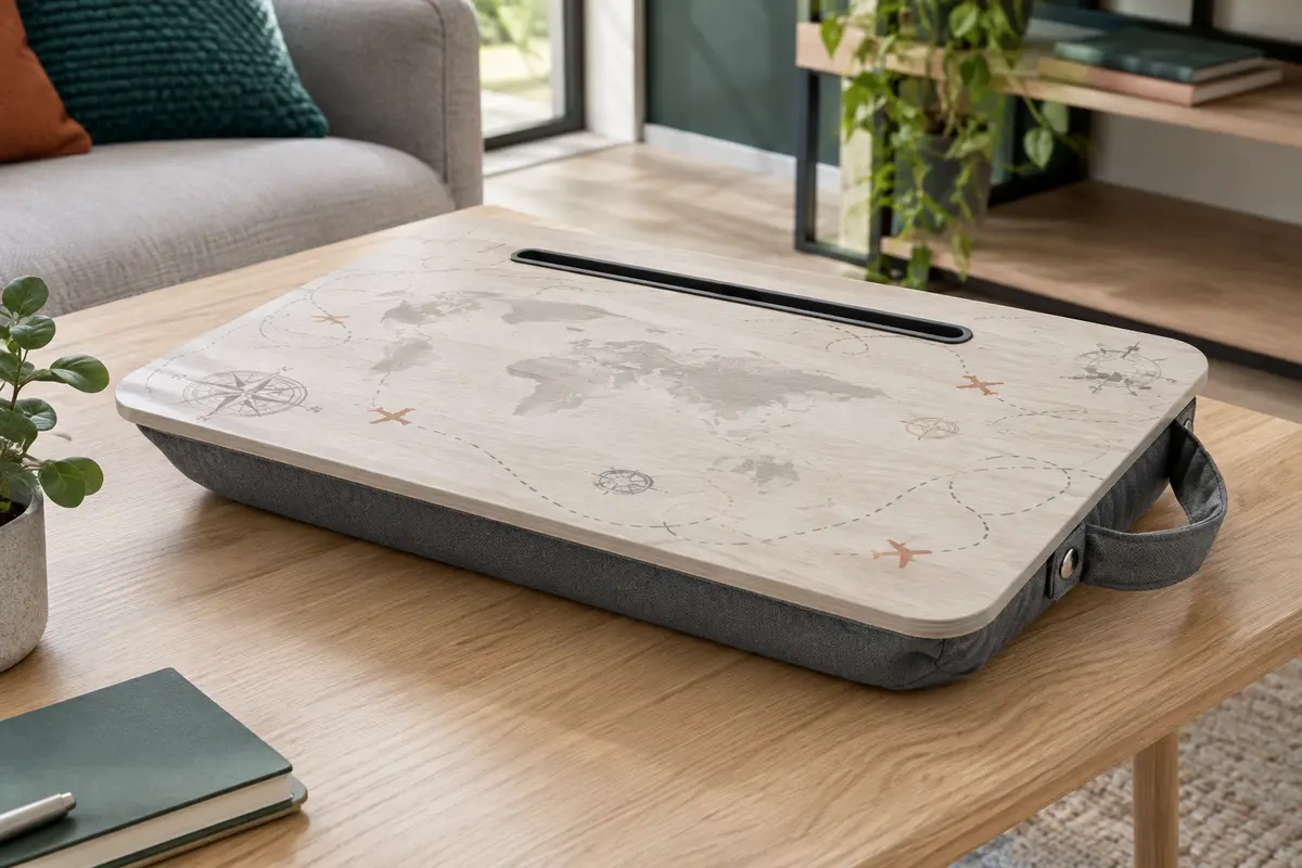 Plateau Legami pour ordinateur portable avec coussin rembourré, fente pour tablette et poignée latérale