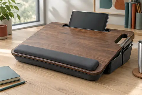 Plateau marron Putorsen avec coussin pour genoux, poignée, repose-poignets et support de tablette